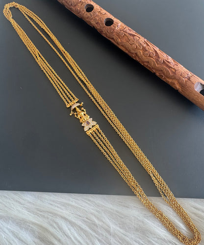 Matte finish cz kemp lakshmi lotus mugappu chandra haar dj-51239