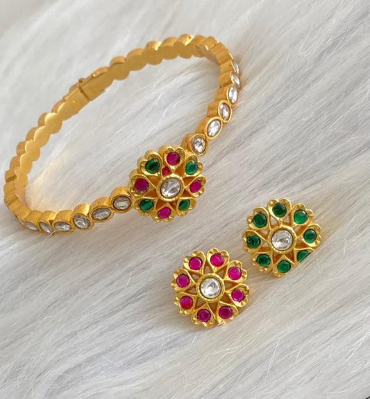 Gold tone flower Kundan jadau changeable kada/bracelet dj-53976