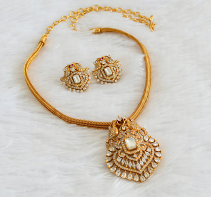 Matte finish white peacock stone choker/necklace set dj-54015