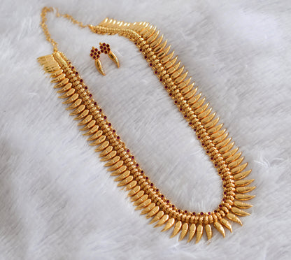 Gold look alike AD pink stone pulinagam haar set dj-52679