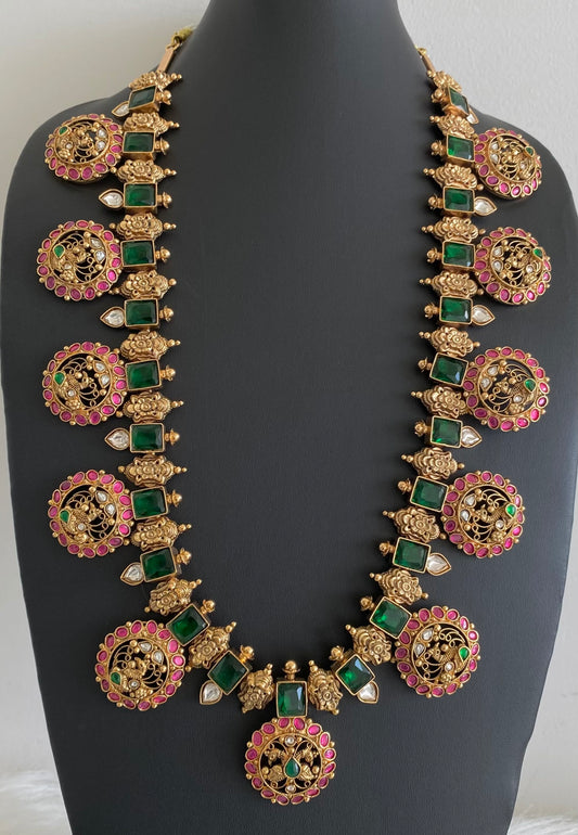 Antique gold replica big kundan jadau bottu mala/haar dj-54156