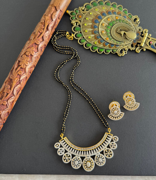 Two tone cz white stone 18 inches mangalsutra set dj-52063