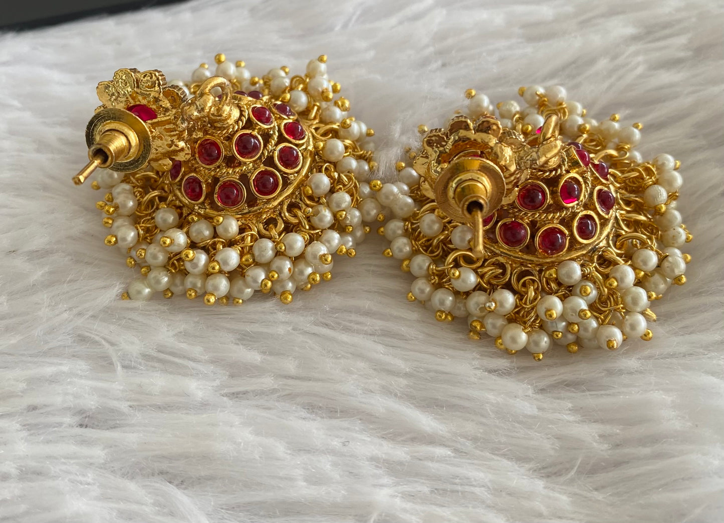 Antique gold tone pink Pearl jhumkka dj-52930