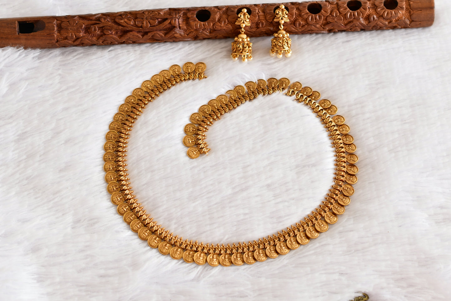 Matte finish lakshmi coin haar set dj-52436