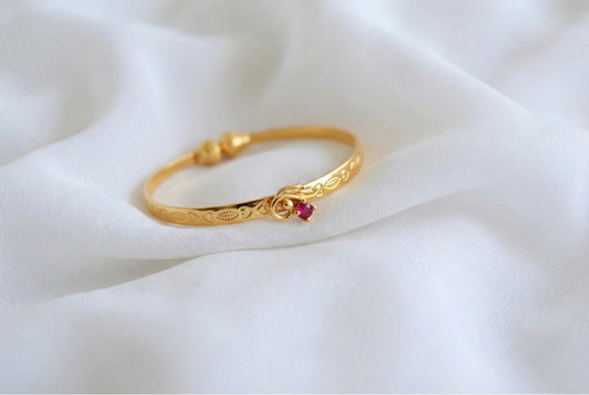 Gold tone ruby peacock openable kada/bangle(2.4) Dj-51667