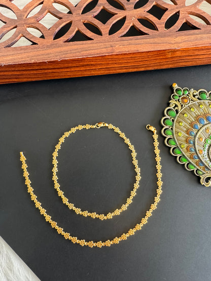 Gold tone 10.5 inches flower anklets dj-51293