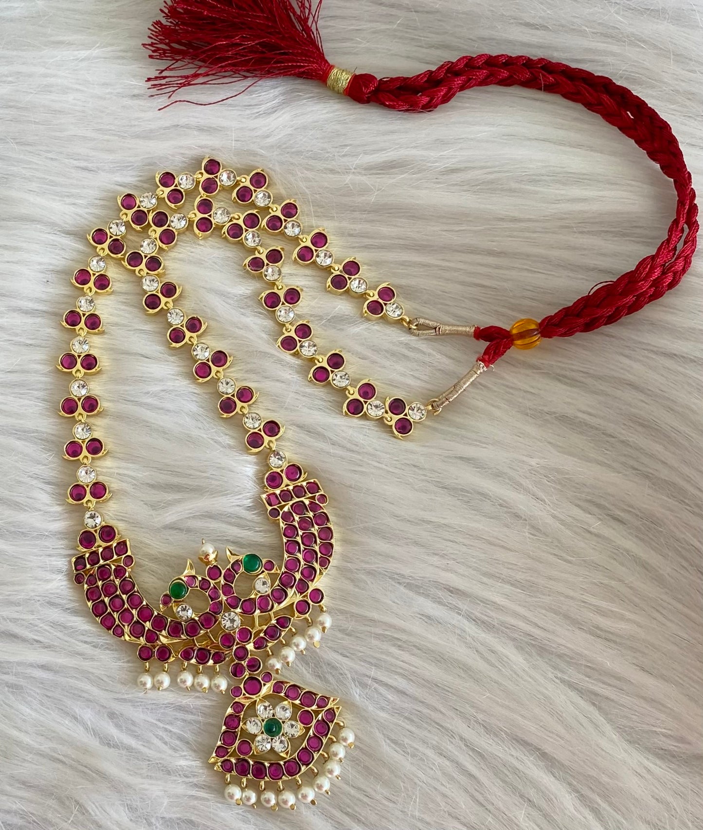 Gold tone precious kemp-green-white flower pearl peacock haar dj-53942