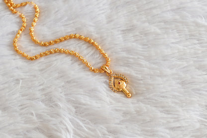 Gold tone 24 inches chain with pink-white stone vel pendant dj-51902