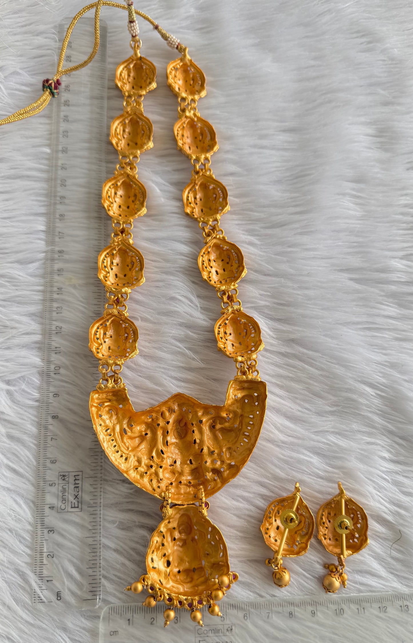 Matte Finish Ruby Lakshmi-peacock Nakshi Haar Set dj-51114