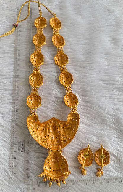 Matte Finish Ruby Lakshmi-peacock Nakshi Haar Set dj-51114