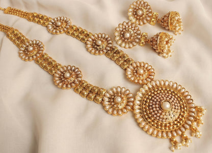 Antique gold tone Pearl flower Haar Set - DJ16875