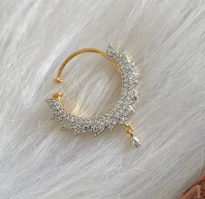 Two tone cz white nose pin dj-53825