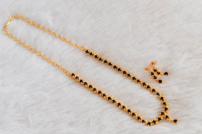 Gold tone AD black necklace set dj-53303
