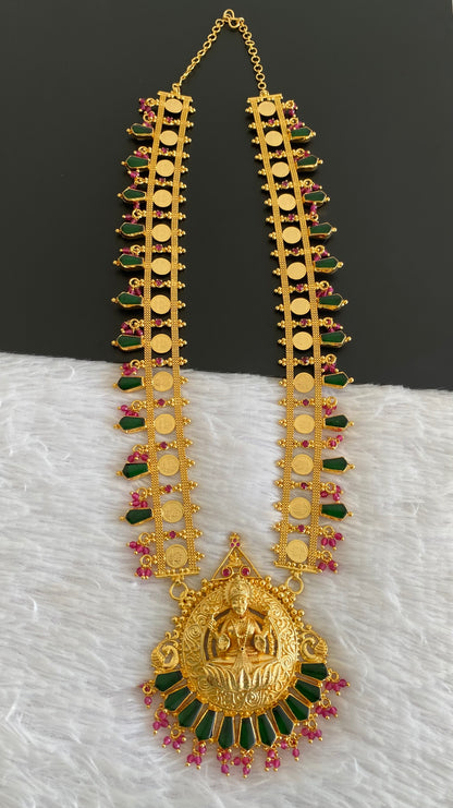 Gold tone kerala style lakshmi coin with nagapadam haar dj-53162