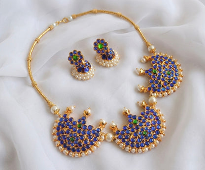 Gold tone Blue-green Moon Necklace Set DJ17933