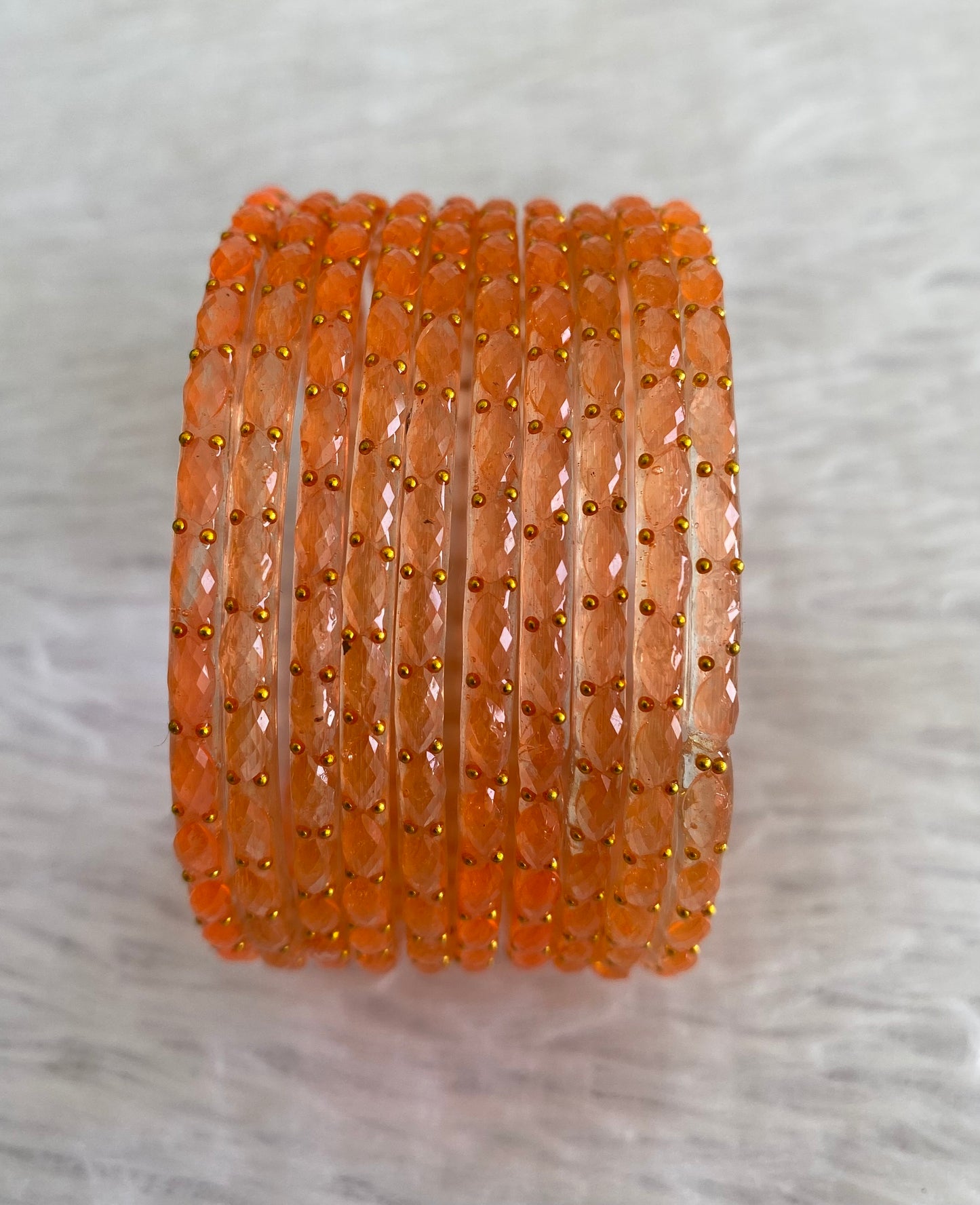Set of 10 orange glass bangles(2.6) dj-52873