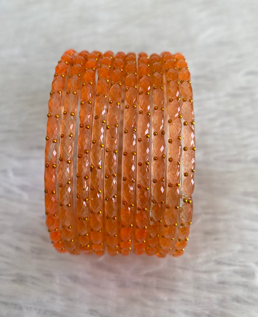Set of 10 orange glass bangles(2.6) dj-52873