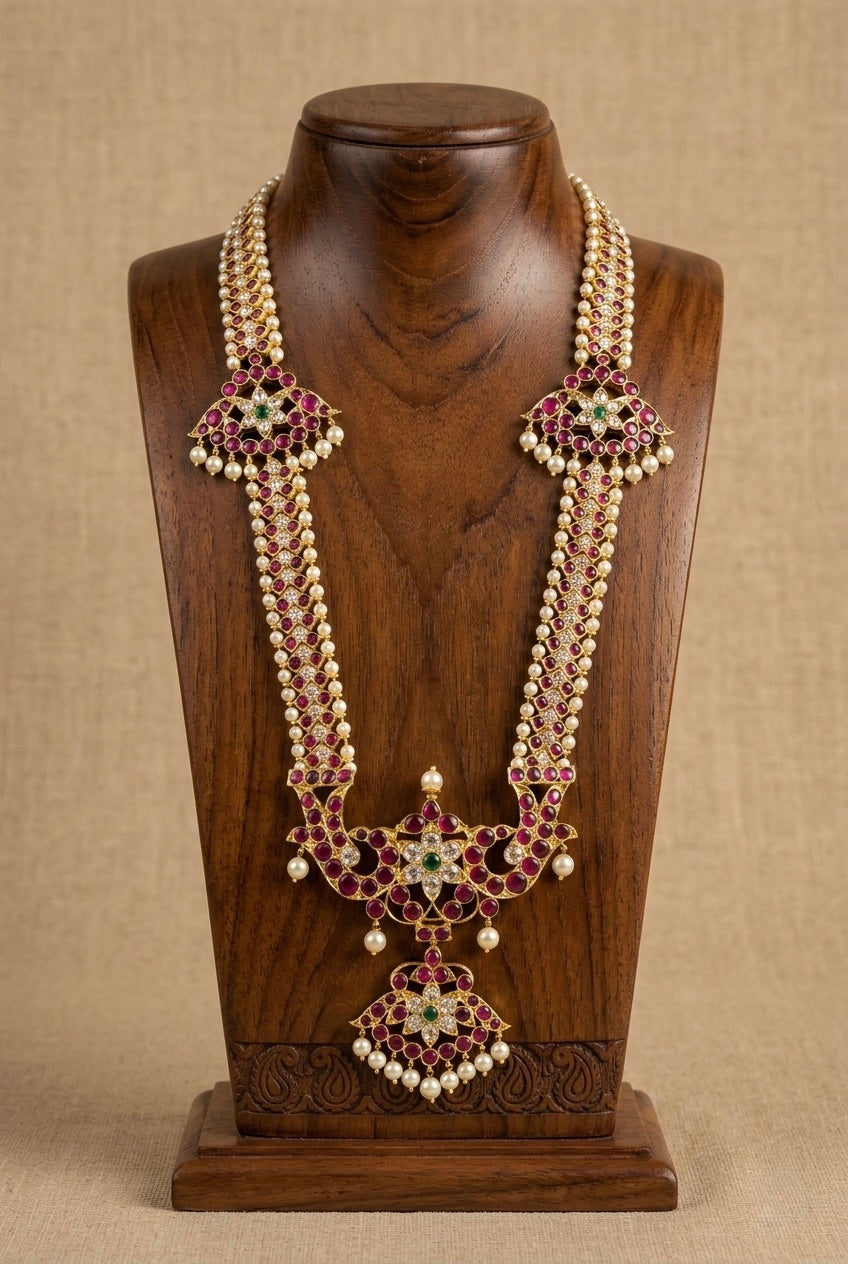 Gold tone precious kemp-green-white pearl peacock haar dj-52899