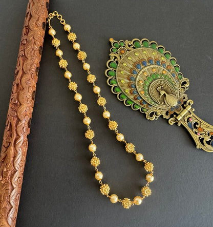 Matte finish pearl nakshi beaded necklace dj-52085