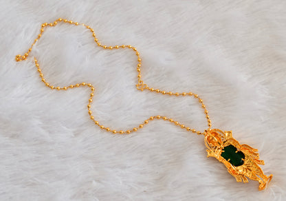 Gold tone 24 inches chain with green Shri Thirumal pendant dj-53251