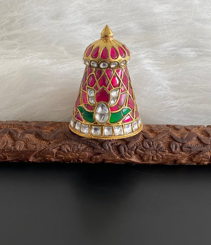 Gold tone pink-green-white Kundan jadau crown/kreedam dj-54460