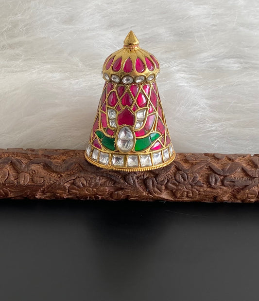 Gold tone pink-green-white Kundan jadau crown/kreedam dj-54460