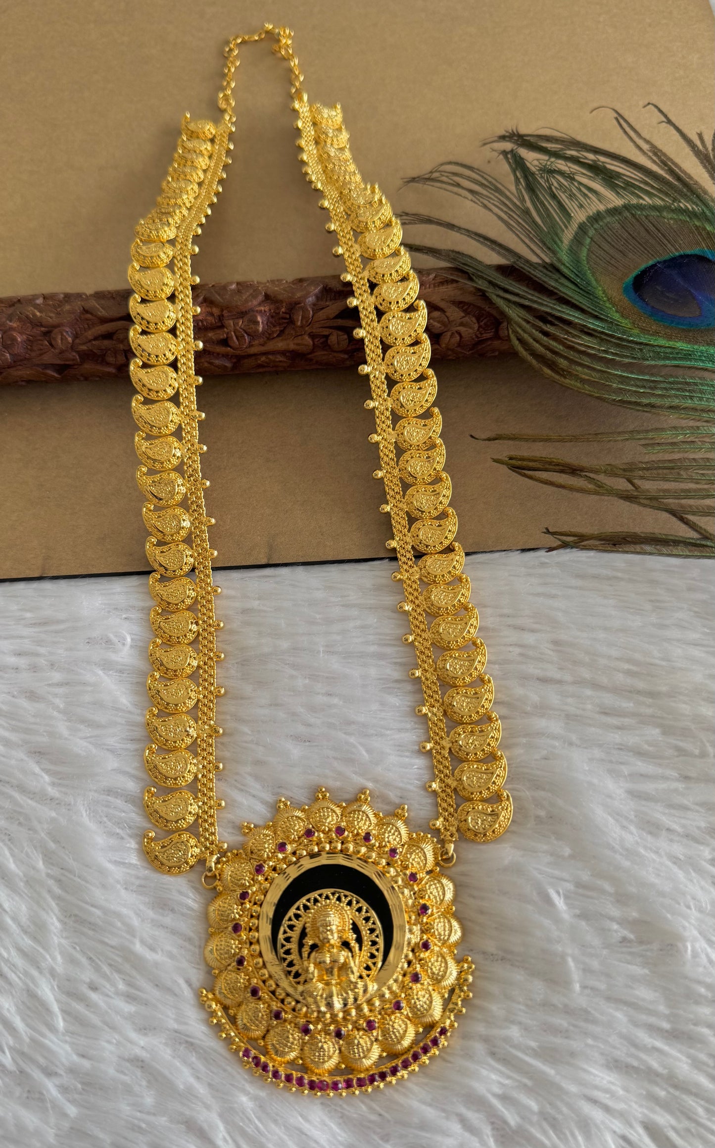 Gold tone pink-green mango-Lakshmi Kerala style haar dj-51732