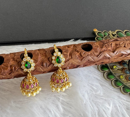 Matte finish kemp-green pearl hook jhumkka dj-52100