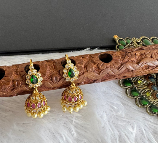Matte finish kemp-green pearl hook jhumkka dj-52100