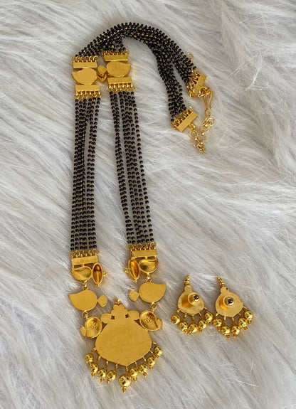 Gold tone kemp-green-white mango kundan jadau mangalsutra set dj-54179