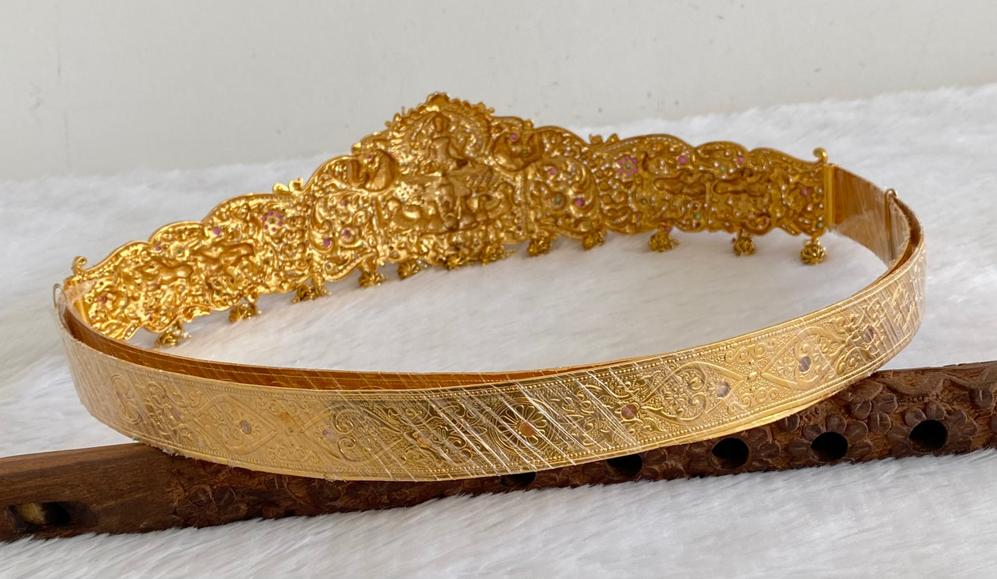 Matte finish meenakari lakshmi peacock horse waist belt dj-53520