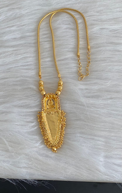Gold tone kerala style pink stone lakshmi nettipattam chain with pendant dj-54669