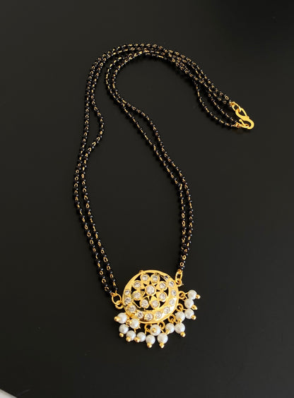 Gold tone 18 inches karimani chain with South Indian pendant dj-53423