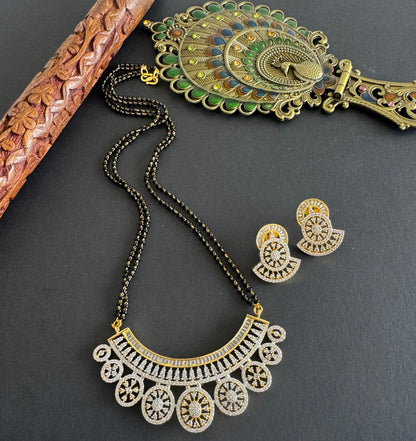 Two tone cz white stone 18 inches mangalsutra set dj-52063