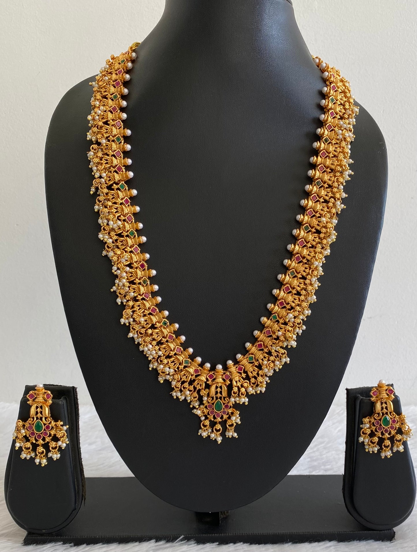Matte finish ruby-emerald gutta pusalu Haar set dj-35914