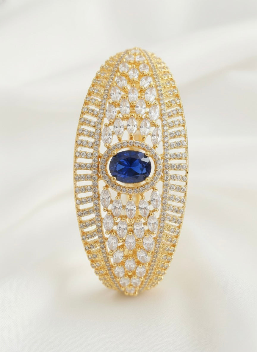 Gold Tone Cz White-blue Lock type Bracelet DJ26279