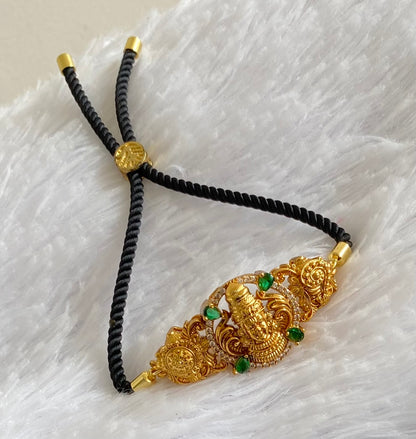 Antique gold tone black thread shri thirumal nama-shanku-chakra bracelet dj-54428