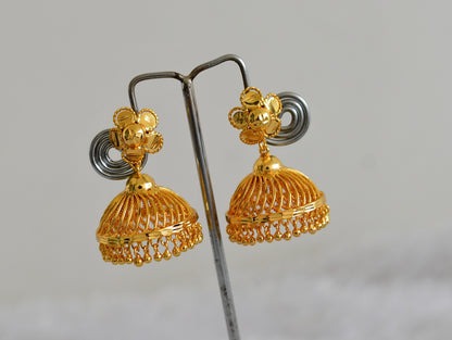 Gold tone Kerala style flower jhumkka dj-51809