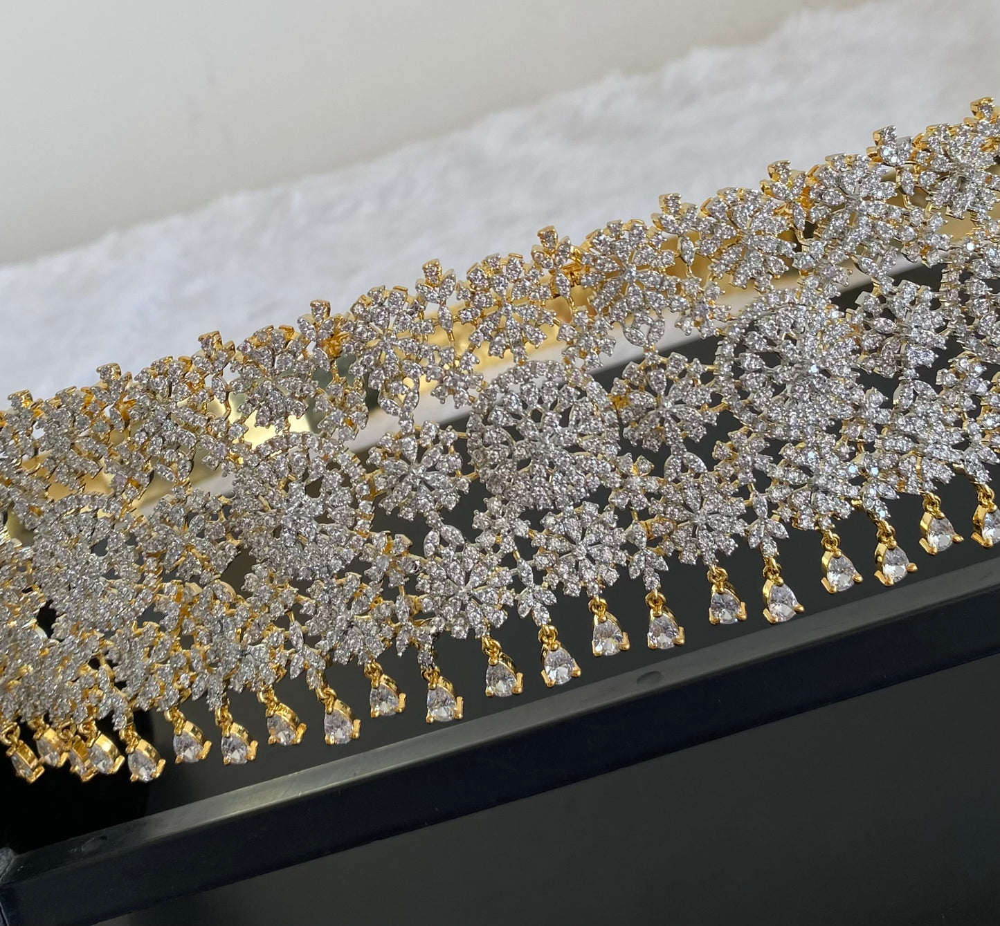 Two tone flower design adjustable waist belt dj-53466