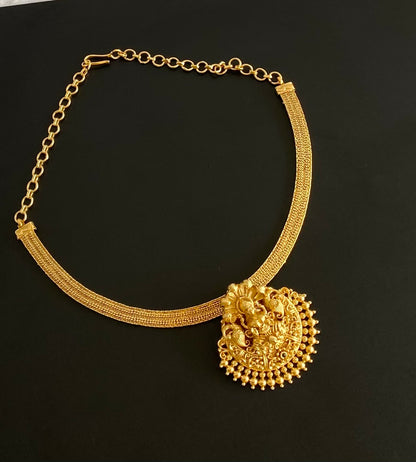 Antique gold tone lakshmi choker/necklace dj-54415