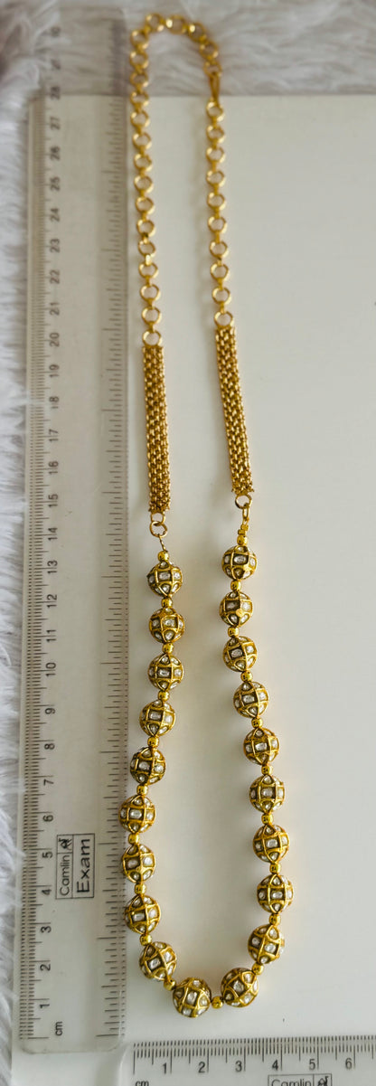 Matte finish white stone jadau beaded chain dj-51510