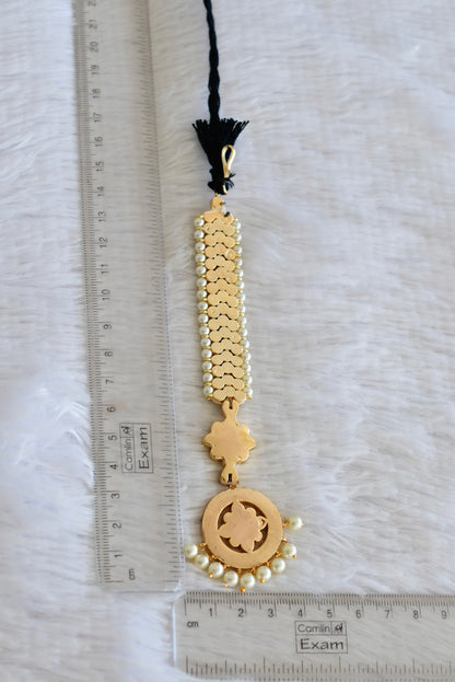 Gold tone AD white pearl round tikka dj-52524