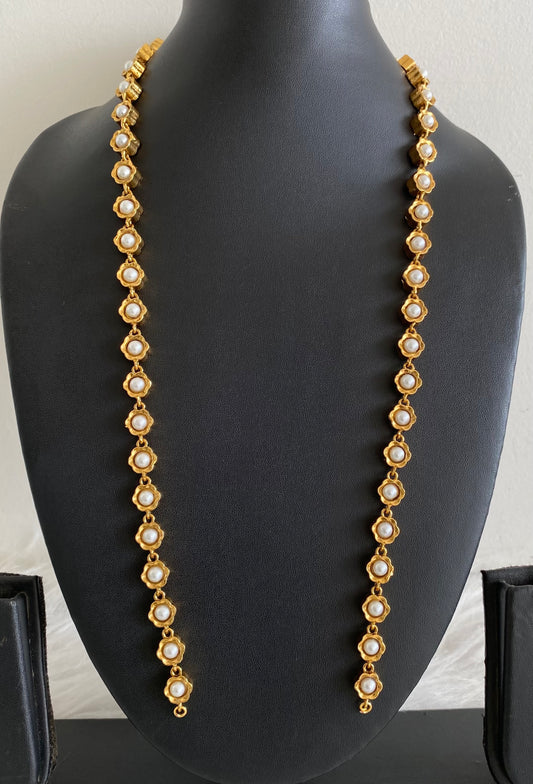 Antique gold tone coral-pearl reversible chain for pendant dj-54240