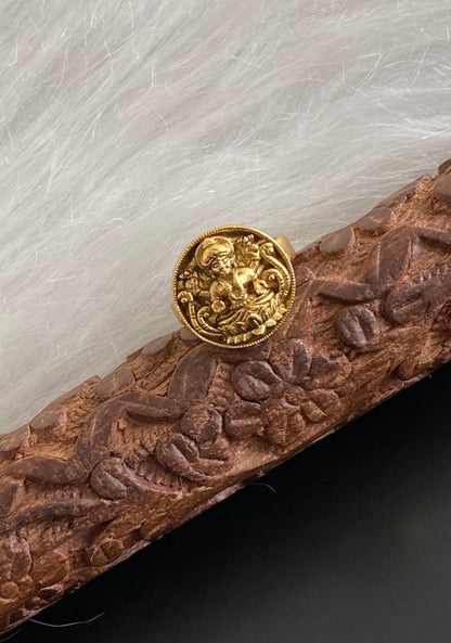 Antique gold tone lakshmi finger ring dj-54333