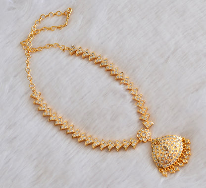 Gold tone AD white stone south indian necklace dj-53334