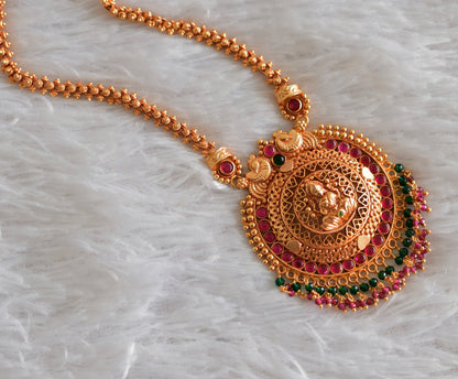 Gheru finish kemp-green cluster lakshmi necklace set dj-51944