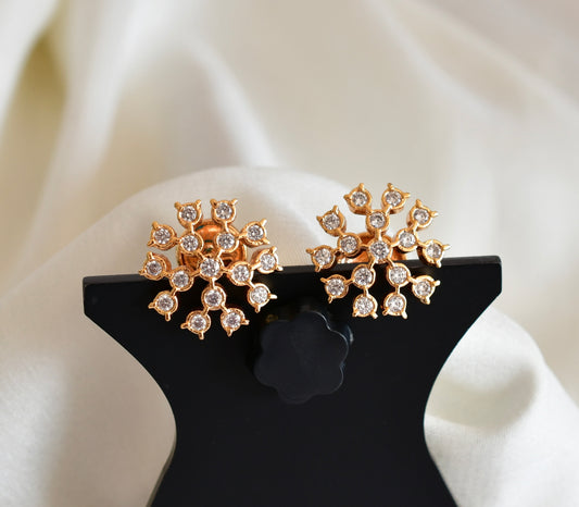 Gold tone AD white stone big stud/earrings dj-52784