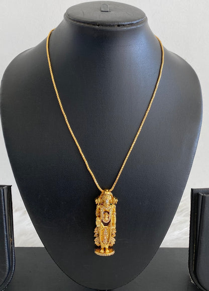 Gold tone 18 inches chain with shri thirumal pendant dj-55110