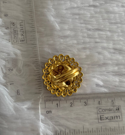 Antique gold tone white Lakshmi adjustable finger ring dj-51405