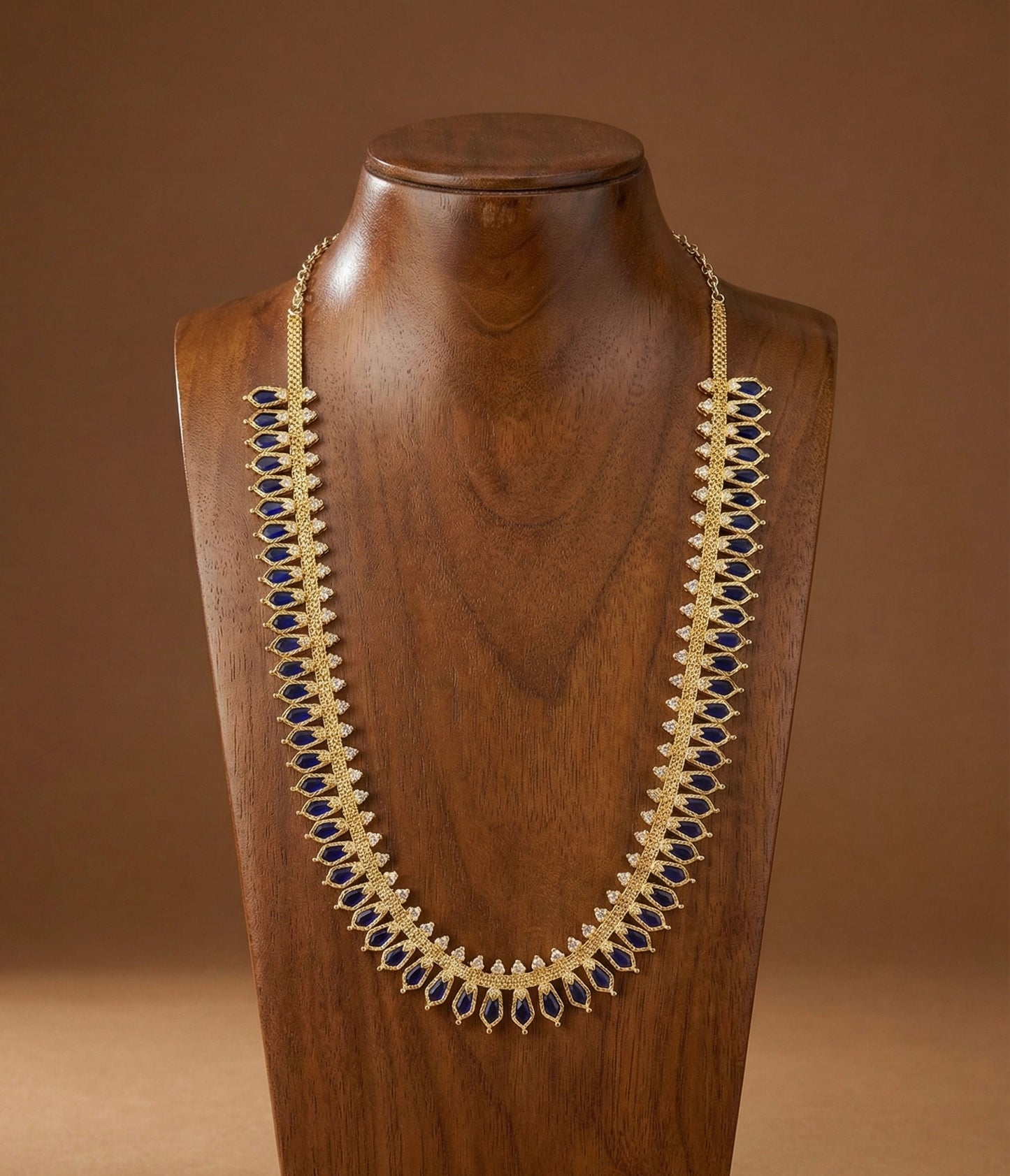 Gold tone blue kerala style nagapadam haar dj-51622